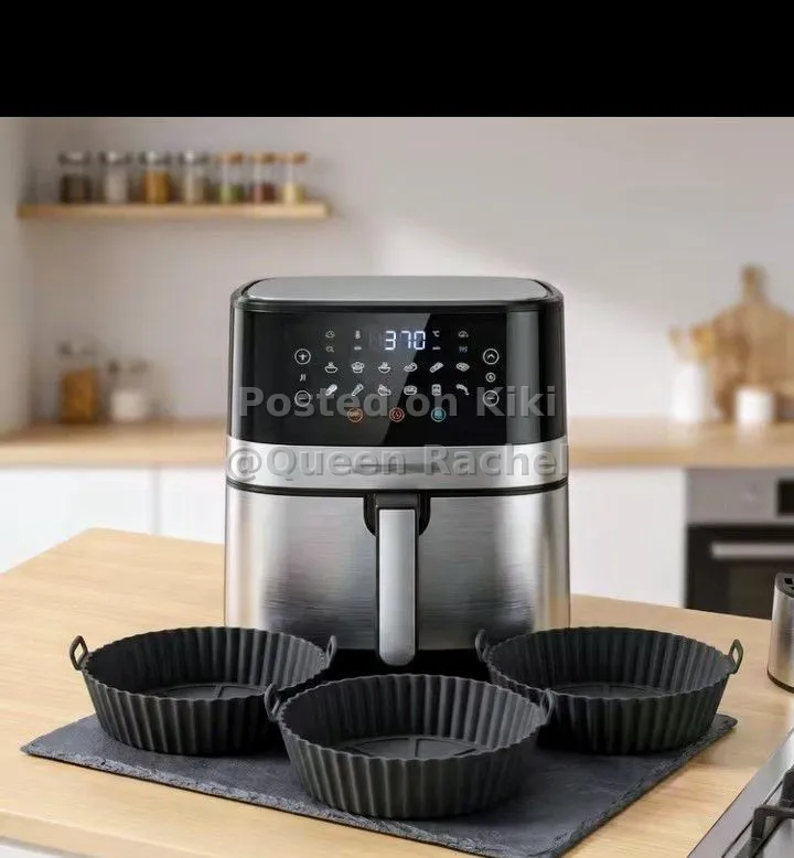 Digital Stainless Steel Air Fryer with Silicone Liners Set